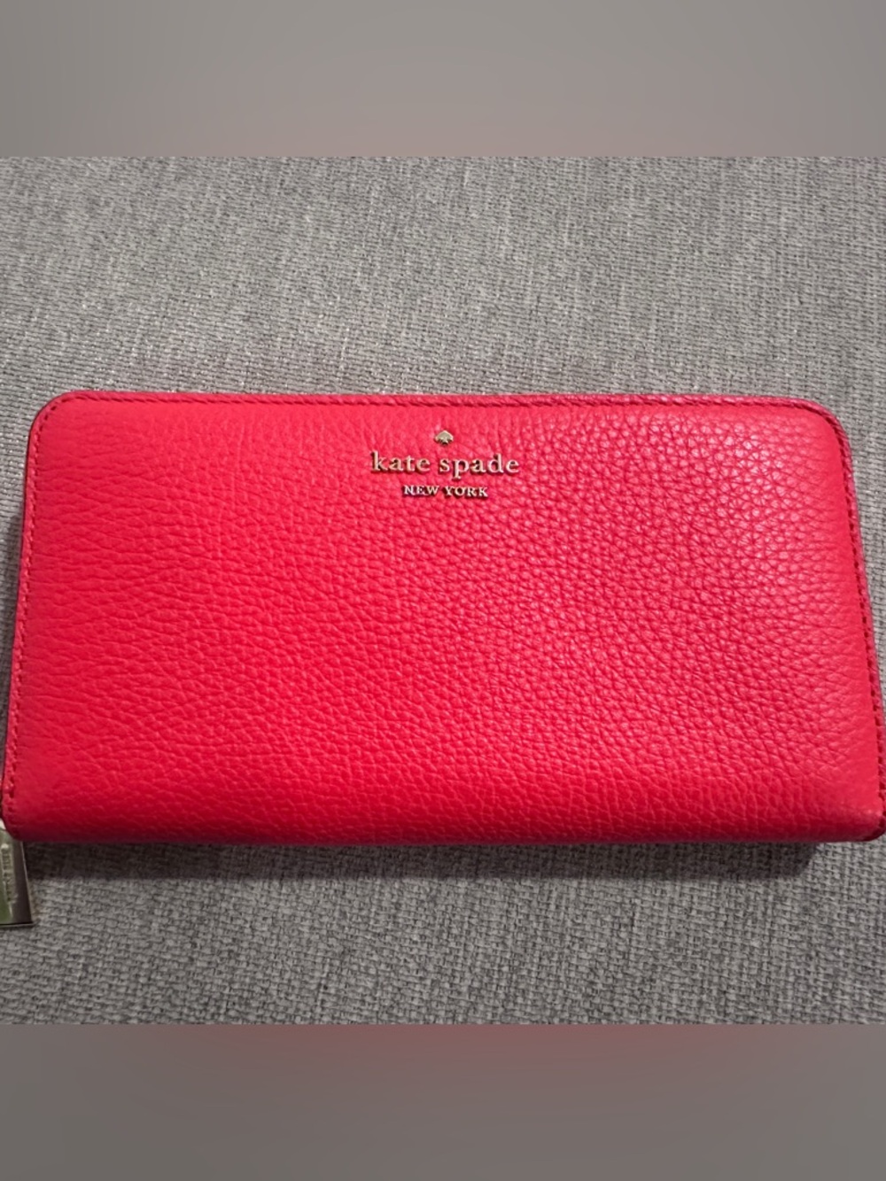 kate spade vibrant red pebbled leather continental wallet